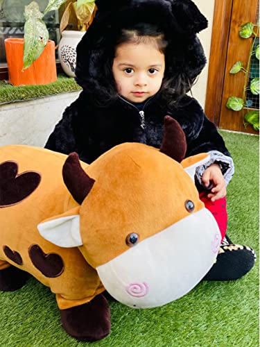 Image of DearJoy Big Size Fibre Filled Stuffed Animal Cow Soft Toy for Baby of Plush Hugging Soft Toy for Kids boy Girl Birthday Gift (50 cm, Brown)
