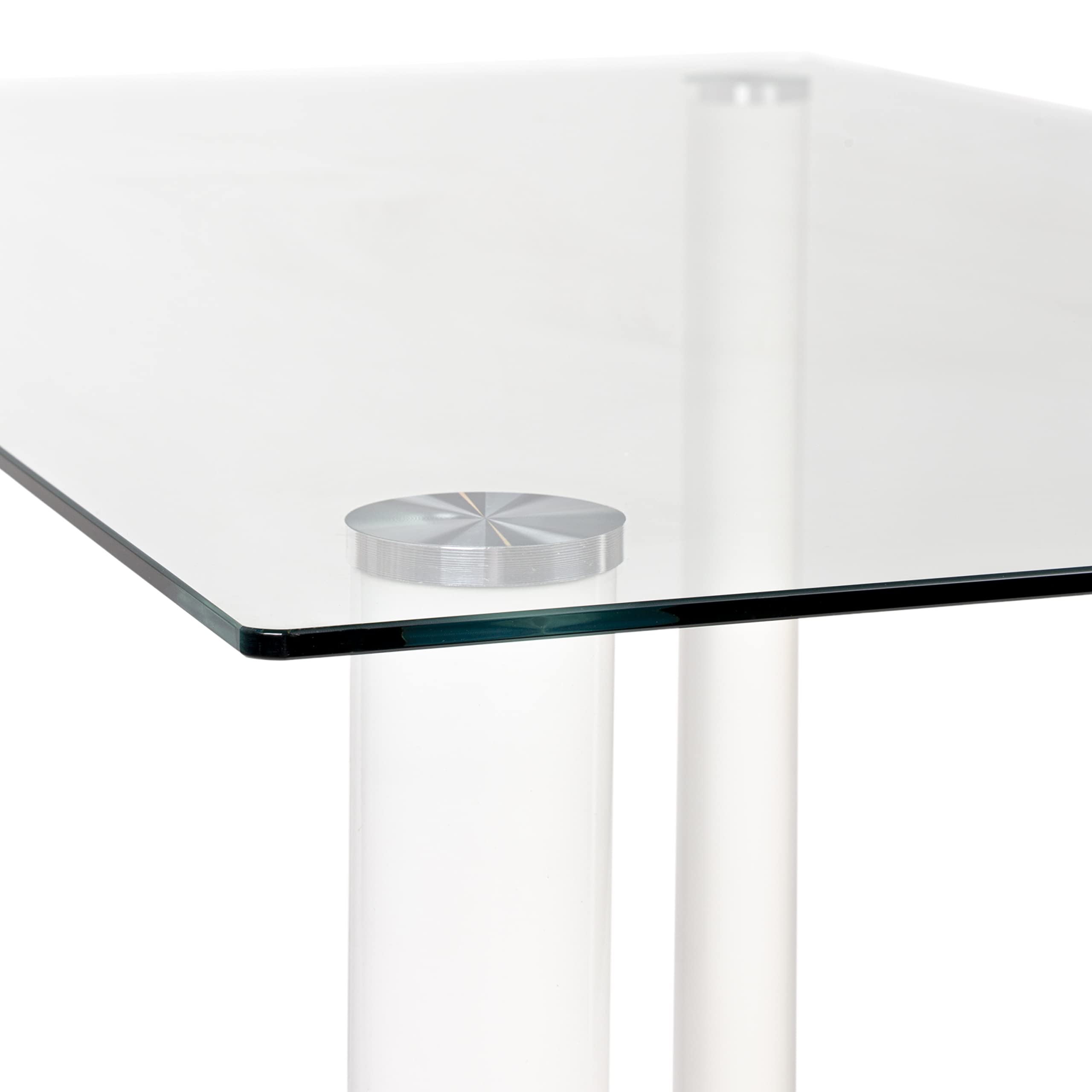 duehome Mesa de Comedor Blanca, Mesa de Cristal para Cocina, Medidas Mesa Moderna salón: 140 cm Largo x 80 cm Ancho x 75 cm Alto