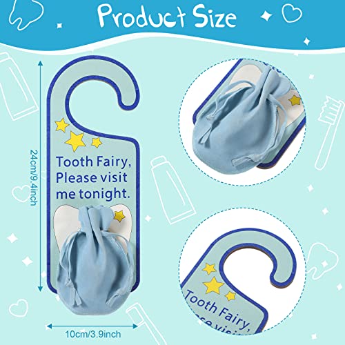 Image of Qunclay Tooth Fairy Door Hanger Bag Fairy Holder Baby Keepsake Container for Lost Teeth Kids Boys Girl Encourage Gift