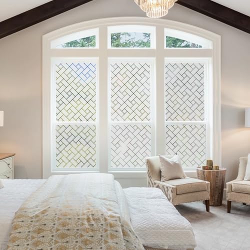Image of Coavas Frosted Window Privacy Film Static Cling Non-Adhesive for Glass Windows, Heat Control UV Blocking Sun Blocking Anti Glare, Day and Night Bathroom Home Office Cover, 35.4 inchx118 inch