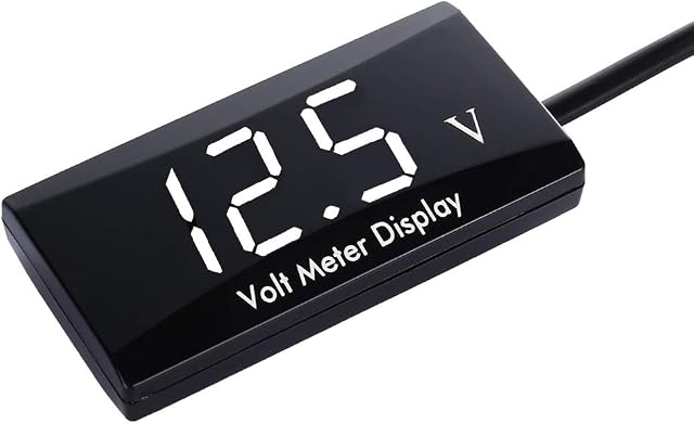Thlevel 12V Car Digital Voltmeter Waterproof DC 12V LED Display Voltmeter for Car Motorcycle Voltage Volt Meter Gauge (White LED)