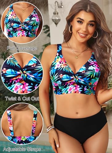 Image of Women's Bikini Top - Supportive Swimsuit for Large Bust - 2025 Cut Out Twist Swim Top