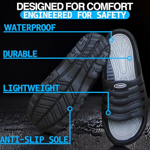 Vertico - Shower Sandals | Slide-On and Comfortable Pool-Side Shoes - Black & Grey2