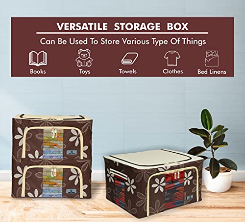 Image of Yellow Weaves Foldable Cloth Storage Box /Wardrobe Organizer 66 LTR, 2 pieces, Brown