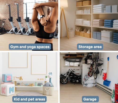 Image of Art3d 96 Sq.Ft Eva Puzzle Exercise Mats, 24 inchx24 inch x 1 /2 inch Thick Foam Interlocking Tiles for Flooring, Workout, Gym Equipments, Pack of 24, White Oak