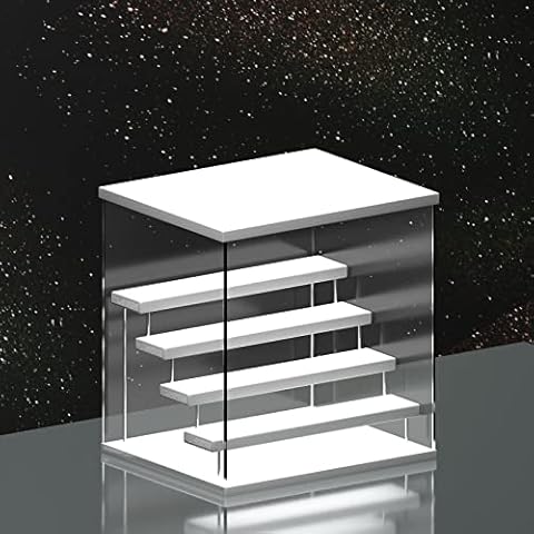 Nynelly 5 Levels Transparent Acrylic Display Case for Pop Figurine Collection, Dustproof Storage Display Box for Mini Figures, White, 12.6 x 10 x 12 Inches Cover