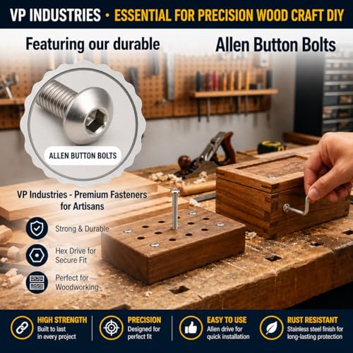 Image of By inchVP INDUSTRIES inch (Pcs-25) M6x30 mm Allen Button Nickel Finish Head Cap Screw High Tensile | Round Head Screw for Modular Furniture, Wooden Work, Electrical Fittings, DIY & Industrial Use