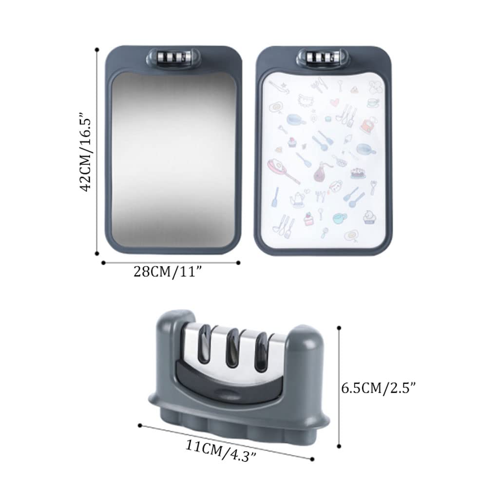 Tabla de Cortar Cocina,Pp de doble cara y tabla de cortar de cocina de bloque de cortar de acero inoxidable 304 para restaurante, fruta, carne