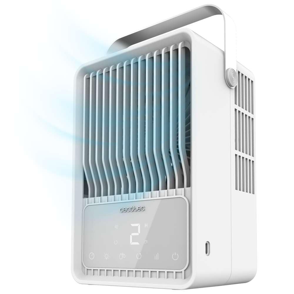 Cecotec - Tischklimageräte EnergySilence 500 DeskChill Smart, 6W, 500 ml Ablagerung, Berührungssteuerung, Digitalanzeige, 3 Geschwindigkeiten, LED -Licht mit 7 Farben und Timer