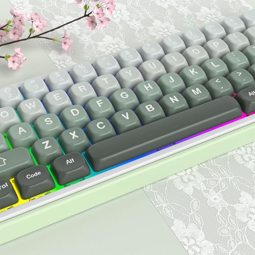 Image of Guffercty kred MOA Profile Keycaps Set 132 PCS, PBT Keycaps Compatible with Cherry MX Switch 60% 65% 75% 100% Mechanical Keyboards for Gaming & Office (MOA-Gradient Green)