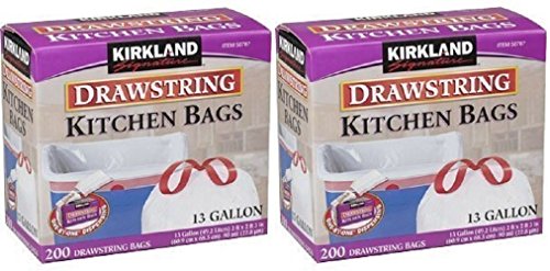 Kirkland Signature Drawstring Bvszxv Kitchen Trash Bags - 13 Gallon, 2Pack (200 Count)