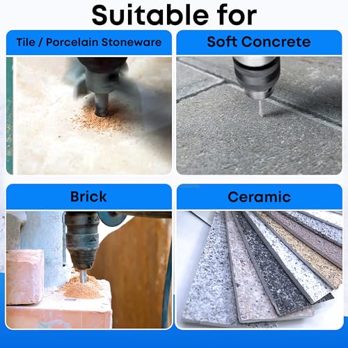 EffektWerk - 5-teiliges Keramikfliesen-Bohrerset - 4/5/6/8/10 mm - Mit Hartmetallspitze für Keramik, weichen Beton, Ziegel, Fliesen und Porzellan