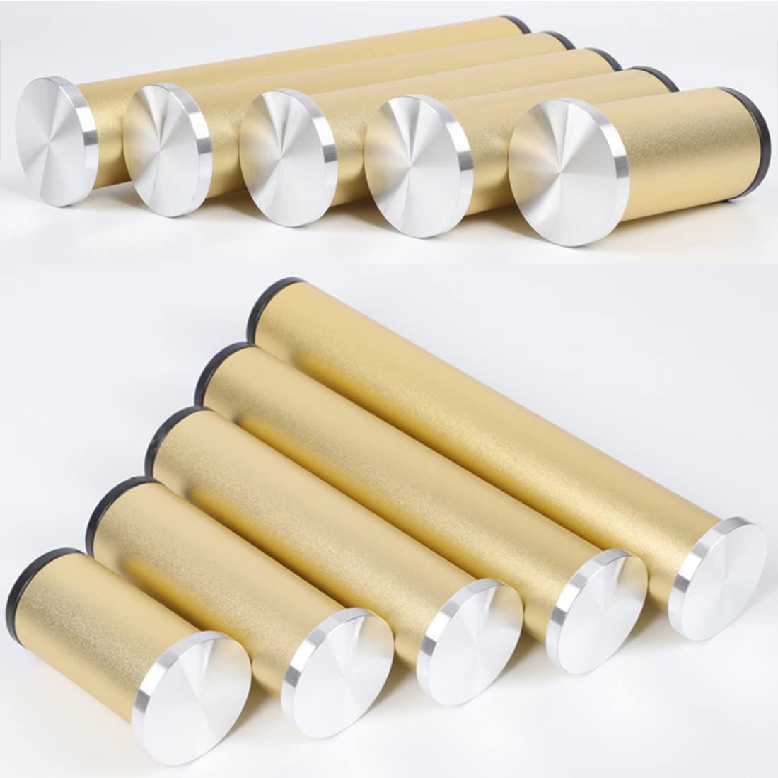 Patas de mesa de aluminio ajustables, juego de 4 patas de gabinete de 35 cm, acabado cepillado, sin perforaciones, patas de soporte de metal para baño y muebles, y elegantes