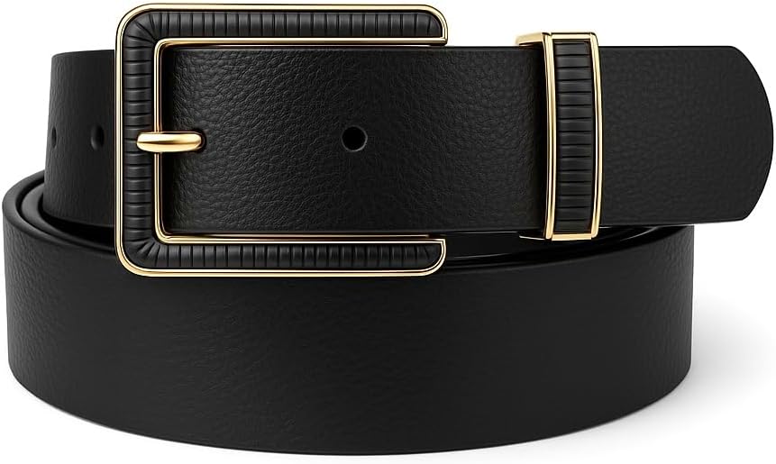 Cinto Feminino de Couro PU Preto Médio ZeraStock Vincy