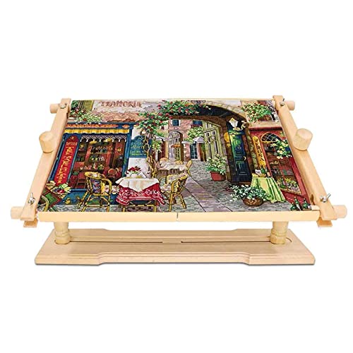 Bastidor de punto de cruz ajustable, bastidor de edredón de madera de haya, soporte de bastidor de bordado giratorio, soporte de mesa de piso con soporte de bordado, suministros de punto de cruz con