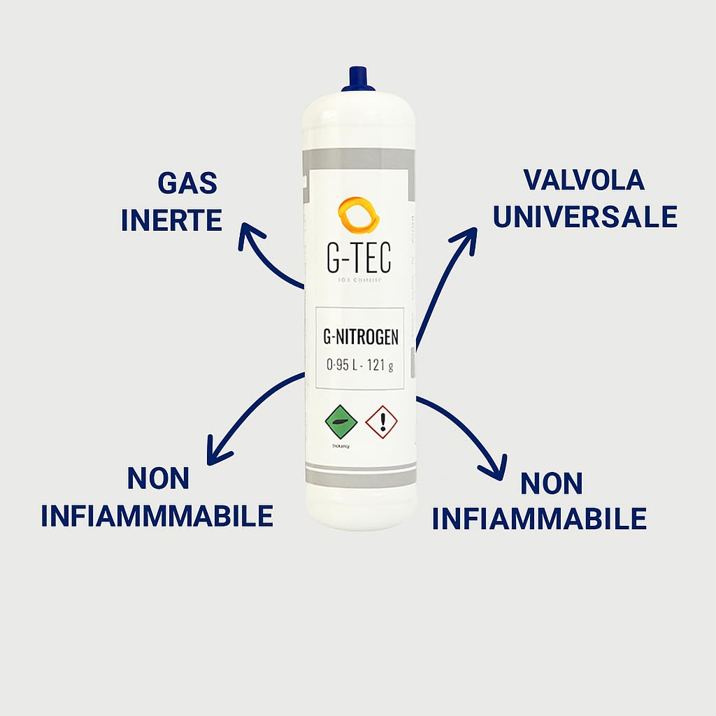 Bomboletta Azoto G-Nitrogen 0,95L – Gas Inerte Tecnico per Climatizzatori, Spurgo Impianti, HVAC, Condizionatori e Refrigerazione – Valvola Universale – Lemag SRL