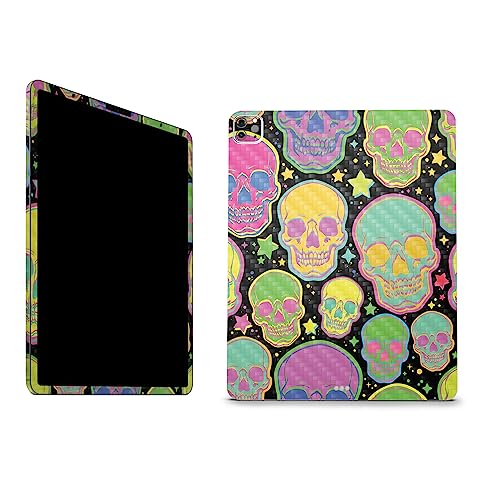 Image of MightySkins Carbon Fiber Skin Compatible with Apple iPad Pro 12.9 inch M2 6th Gen (2022) Full Wrap Kit - Candy Skulls | Protective, Durable Textured Carbon Fiber Finish | Easy to Apply | Made in The USA