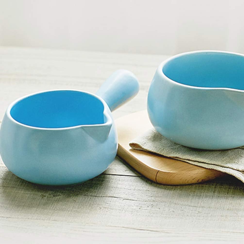 Enamel Milk Pot Non-Stick Mini Pot Noodle Pan Ceramic Soup Pot Cookware 700Ml-Blue