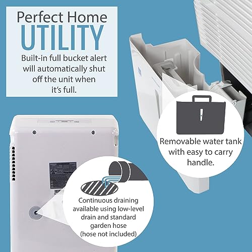 Keystone 35-Pint Portable Dehumidifier for Crawl Space, Basement, Garage, Living Room, and Extra Large Rooms up to 3,000 Sq.Ft., Dehumidifier for Home and Moisture Absorber with Auto-Shutoff and Timer by Keystone - Image 5