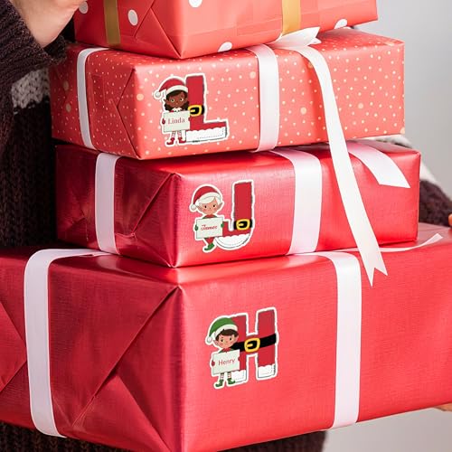 Image of Personalized Christmas Stickers, Custom Name & Elf Waterproof Christmas Gift Tags for Gift Box Holiday Decorations, Stockings, Party Favors