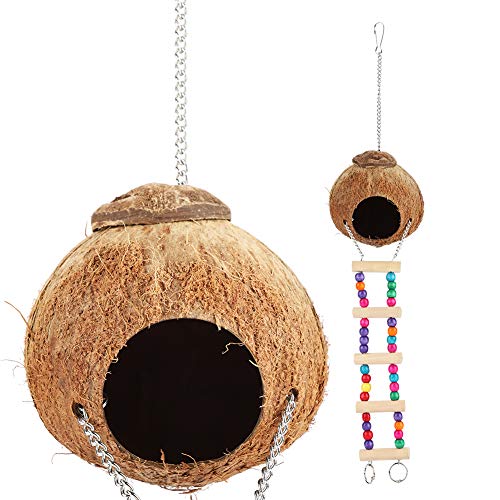 Review de Puente nido los 10 mejores. 29 Yosoo Huhushop Jaula de Pájaros de Cama Columpio Cueva Juguetes con Escalera Linterna de Cáscara de Nido Contento Casa Artículos para Mascotas