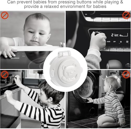 Aputue Çocuk güvenlik düğmesi, 4 adet evrensel çocuk koruma kapağı, ocak düğmeleri ve çamaşır makinesi için bebek güvenlik kilidi, toz geçirmez güvenlik basma düğme kapağı - Görsel 2