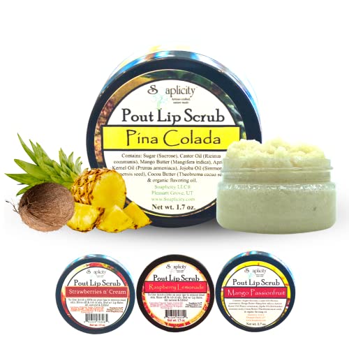 Pout Lip Scrub All Natural Ingredients & Edible | Hydrate, Exfoliate and Repair Your Lips (Pina Colada)