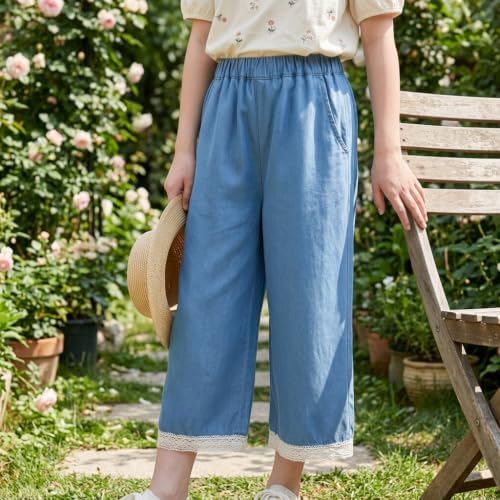Image of Toddler Girls Capri Pants Lightweight Palazzo Wide Leg Summer Pants 3-10 Years