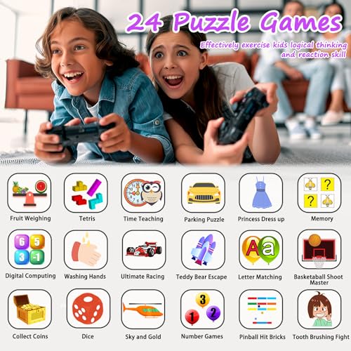 Smart Watch for Kids Ages 4-12, 24 Puzzle Games HD Touch Screen Camera Alarm Clock Birthday Gift for Girls 6-9 Years Old3
