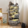 MAGIC UNION 6-Tier Cascading Rock Water Fountain, 27" H Outdoor Freestanding Rockery Fountain with LED Light and Pump, Outdoor Garden Waterfall Decor for Patio, Yard and Deck Decor, Natural Stone Look