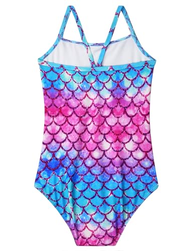 Image of Girls Bathing Suits Colorful Swimsuits with UPF 50 + Sun Protection Sleeveless Toddler Kids One Piece Swimwear