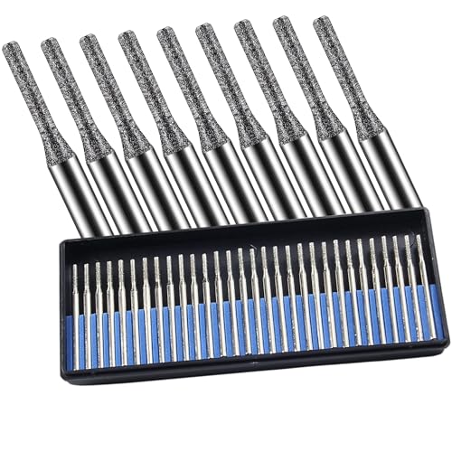 Drilax 30‑Piece 2mm Diamond Drill Bit Set – 1/8″ Shank Compatible with Dremel Tools for Glass, Sea Glass, Stone & Jewelry