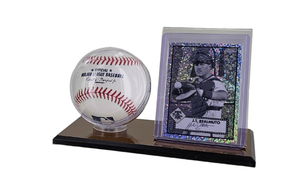 Collectible Supplies Acrylic Baseball and Card Display Case | Acrylic Holder | Black Base and Clear Viewing Display Case | Protection & Elegant Design