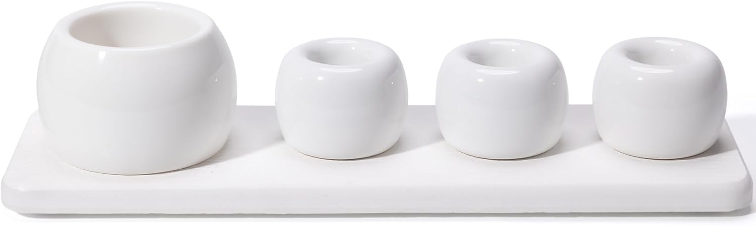 4 Pack Mini Ceramic Toothbrush Holder Stand with 1 Pack Water Absorbing Stone for Lavatory Vainness Countertop, Electrical Toothbrush Organizer, White 4 Pack Mini Ceramic Toothbrush Holder Stand with 1 Pack Water Absorbing Stone for Lavatory Vainness Countertop, Electrical Toothbrush Organizer, White