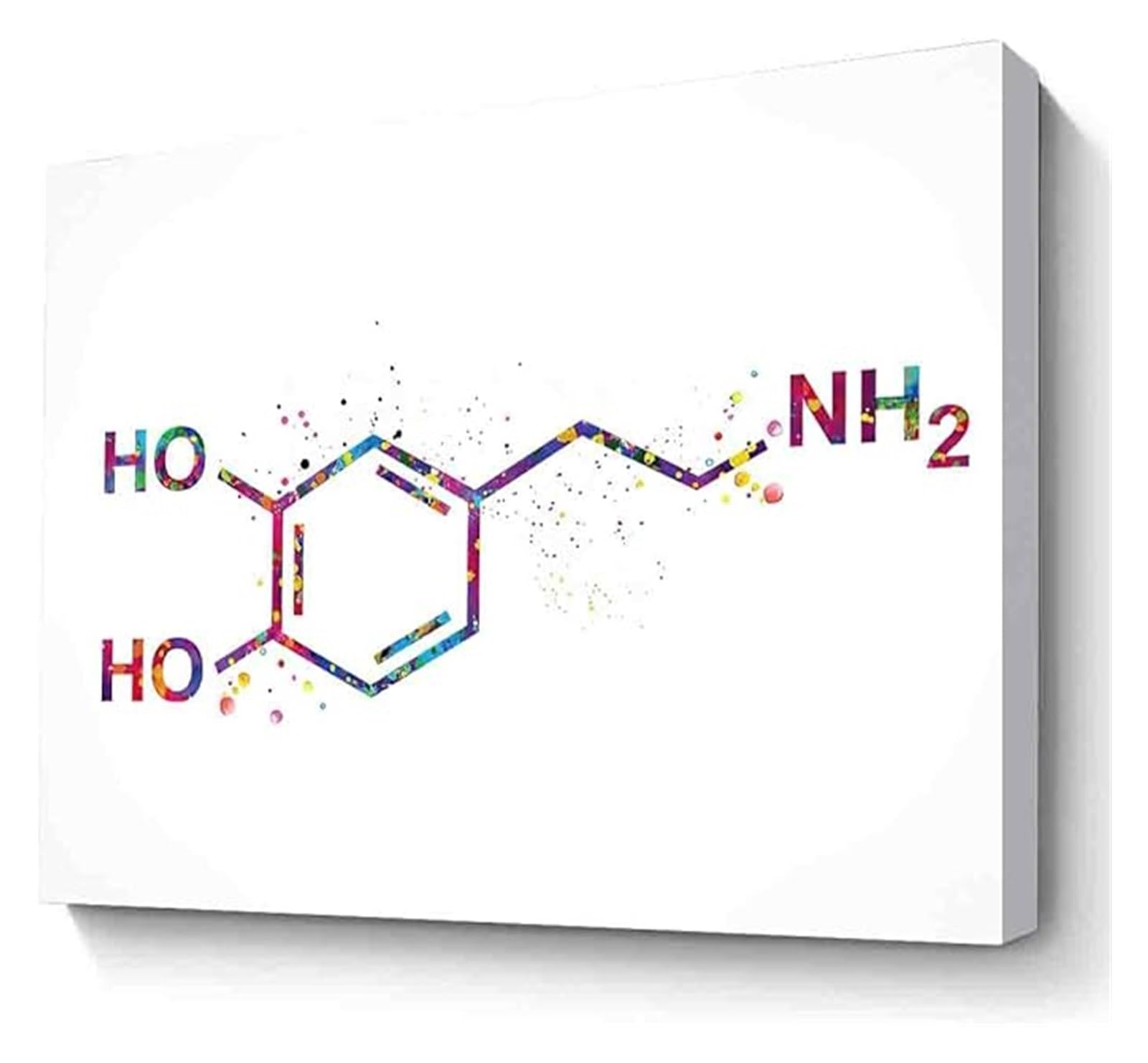 FOPURE Watercolor Science Art Dopamine Molecule Chemical Structure Canvas Wall-Art for Study Room Decor(Unframed,16x24inch(40x60cm))