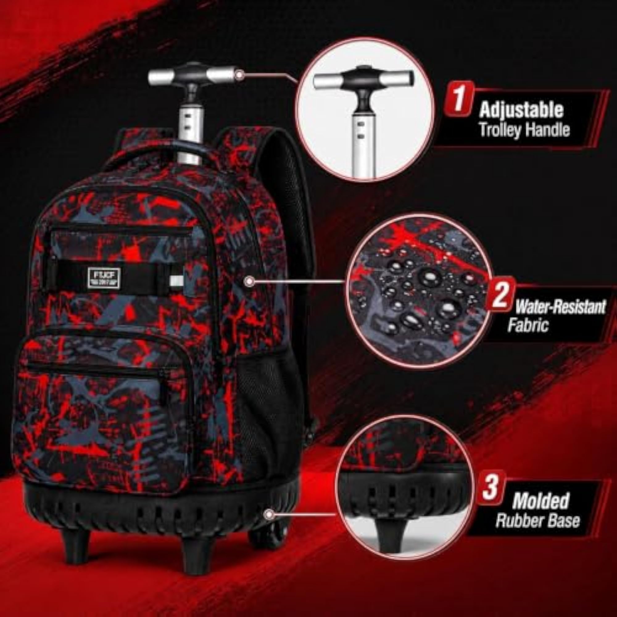 3PCS Rolling Backpack Set for Boys
