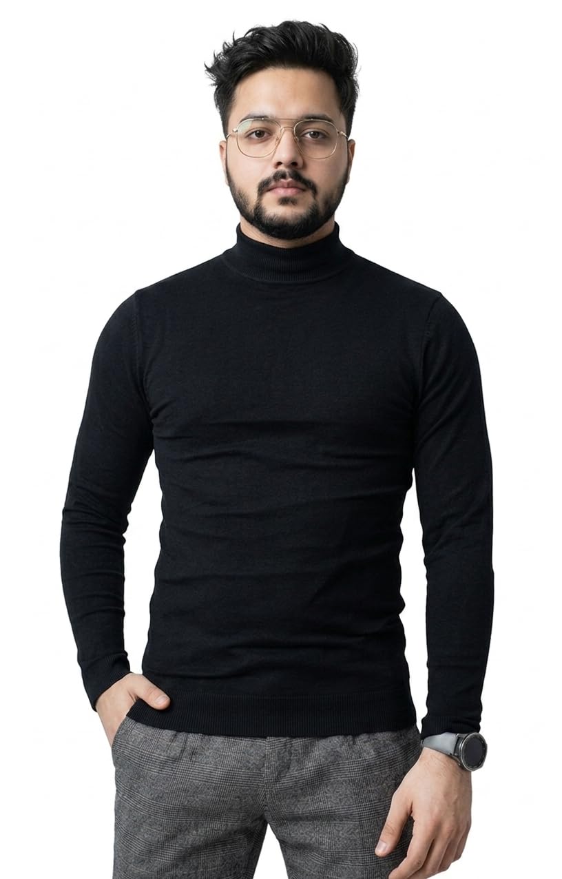 Men's Premium Knit Turtleneck Winter wear Combo Pack of 2 with 3 Sizes L.M,XL, Black and White, Long Sleeve, Pack of 2-picture-40