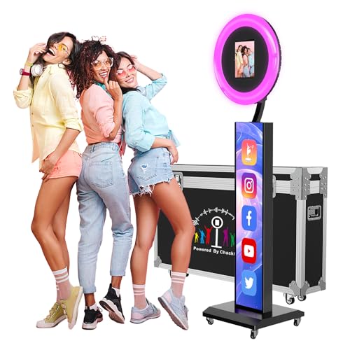Portable Photo Booth Compatible with Any Ipad,Photo Booth Stand Shell with ChackTok PhotoBooth VIP Member and Flight Case,Free Custom Logo,Perfect for Parties,Wedding and Events(Black) by JIYANG - Used condition - CA$810.99