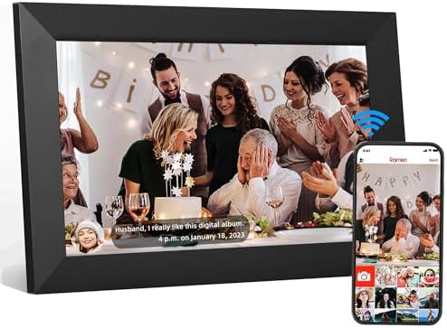 TEKXDD Digital Photo Frame, 10.1 Inch Smart WiFi Cloud Digital Picture Frame with 1280×800 HD IPS LCD Touch Screen Display, 16GB, Auto-Rotate, Share Photos and Videos via App