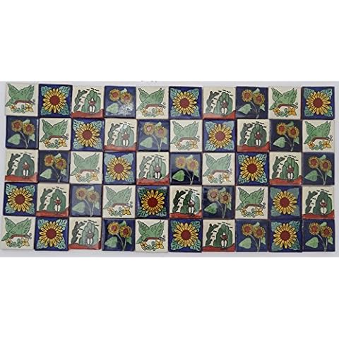 Pack de 50 Azulejos Mexicanos Artesanales de Talavera de 5cm: México Naturaleza por Tumia LAC Cover