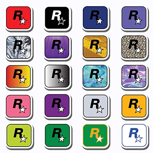 20 PCS Stickers Pack Rockstar Aesthetic Games Vinyl Colorful Waterproof for Water Bottle Laptop Bumper Car Bike Luggage Guitar Skateboard