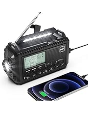 Dab Wind Up Radio, 5000 mAh Solar Powered Emergency Radio with SOS Alarm, Hand Crank Radio with USB Phone Charger, Portable Dab Radio with Flashlight, Headphone Jack and Dual Alarm for Camping