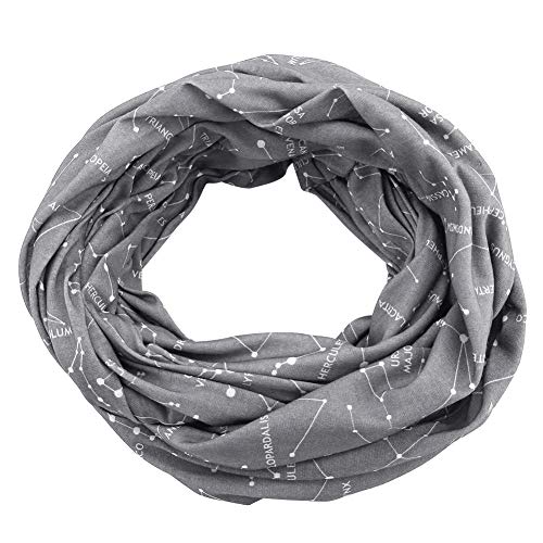 Scarf Travel Scarf with Secret Zipper Pocket, Mysterious Romantic Pattern for Men Women(Grey)