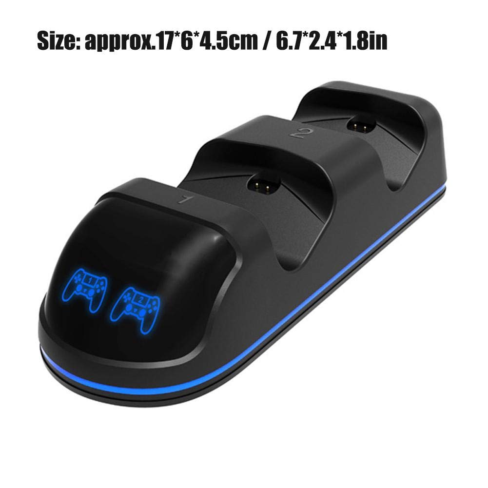 Cargador de Controlador ADITAM PS4, estación de Acoplamiento de Carga rápida inalámbrica con estación de Carga de Doble Descarga con Pantalla LED para Controlador PS4/PS4 Pro/PS4 Slim Double The