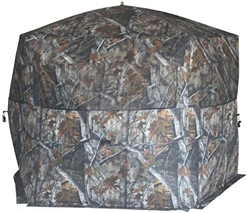 ThunderBay Gobbler Lodge 5-Side Hunting Blind, 4 Person Ground Blind for Deer Hunting, 300D Oxford Fabric Deer Blind, JX Hardwood Camo Pattern