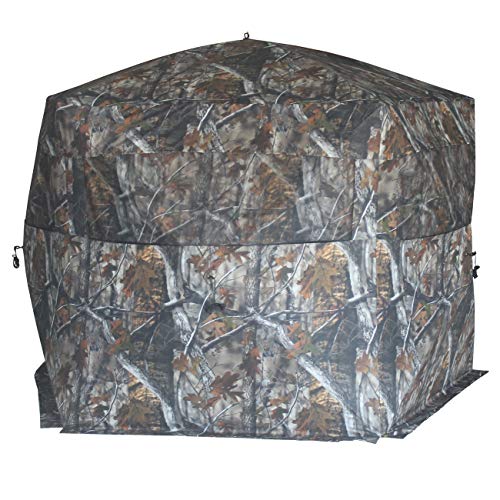 ThunderBay Gobbler Lodge 5-Side Hunting Blind, 4 Person Ground Blind for Deer Hunting, 300D Oxford Fabric Deer Blind, JX Hardwood Camo Pattern