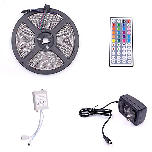 Tira de luces LED RGB 16.4ft con control remoto y fuente de poder miniatura 3