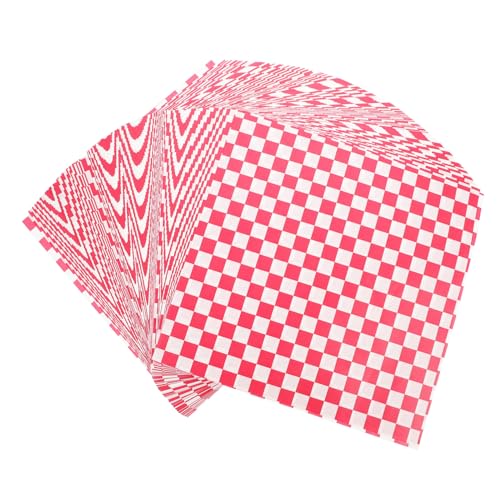 BATHVEVE 200 piezas Papel Antigrasa para Hornear y Envolver Alimentos Cuadriculada Roja Papel Antigrasa para Snacks Pan Bocadillos y Patatas Fritas Resistente y Seguro