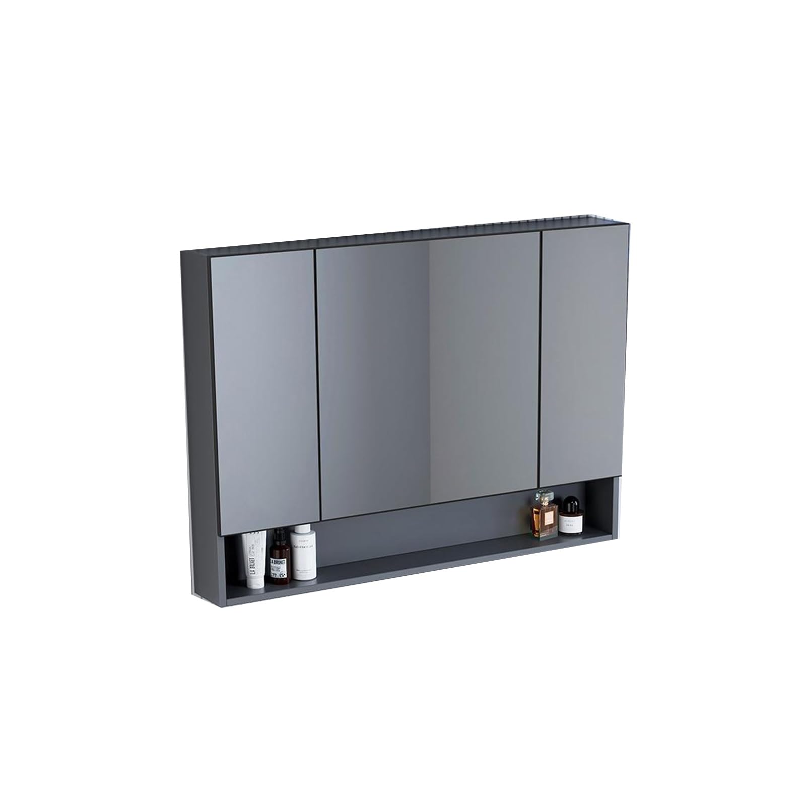YFAURNDE - Armadietto da bagno salvaspazio da parete, per cosmetici, Smart Touch, con ripiani in resina a pressione, colore: grigio chiaro