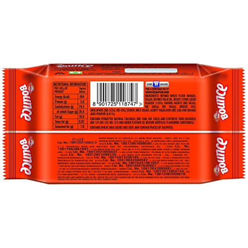 Image of Sunfeast Bounce Cream Tangy Orange, 58g /62g /64g /49.6 g + 6.4 g Extra : 56g (Weight May Vary) (Pack of 3)